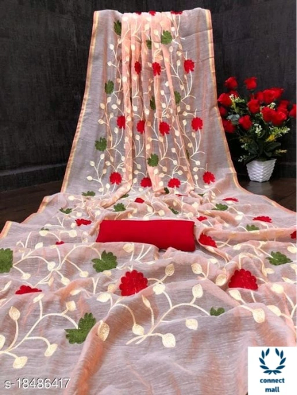 Chanderi Cotton Graceful Sarees - Saree Length -5.5m ,Blouse Length-0.8m, Chanderi Cotton, Embroidered, pack of:1